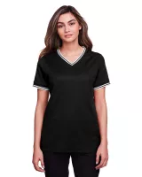 Devon and Jones CrownLux Performance? Ladies' Plaited Tipped V-Neck Top