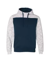 J AMERICA Adult Melange Color Blocked Hooded Sweatshirt