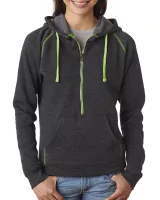 J AMERICA Ladies' Triblend Half-Zip Fleece Hood