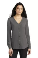 Port Authority® Women's Long Sleeve Button-Front Blouse.