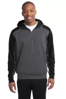 Sport-Tek® Tech Fleece Colorblock 1/4-Zip Hooded Sweatshirt.
