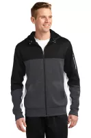 Sport-Tek® Tech Fleece Colorblock Full-Zip Hooded Jacket.