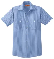Red Kap® Short Sleeve Striped Industrial Work Shirt.