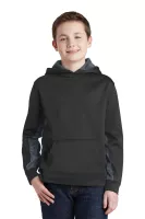 Sport-Tek® Youth Sport-Wick® CamoHex Fleece Colorblock Hooded Pullover.