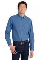 Port Authority® Tall Long Sleeve Denim Shirt.