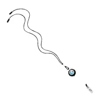 Imported 1/8" Polyester Cord Lanyard with Silver Crimp, Badge Reel, and Back of Neck Plastic Barrel