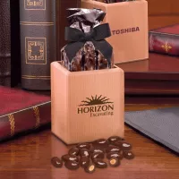 Hardwood Pen & Pencil Cup with Chocolate Covered Almonds