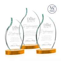 Croydon Flame Award on Alberton Base - Amber