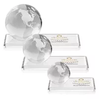 Globe VividPrint™ Award on Rectangle Base - Clear