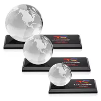 Globe VividPrint™ Award on Rectangle Base - Black