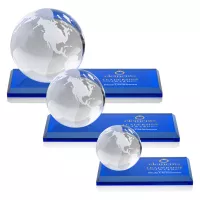 Globe VividPrint™ Award on Rectangle Base - Blue