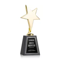 Tuscany Gold Star on Tall Marble Base - Black