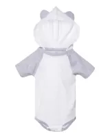 Rabbit Skins - Fine Jersey Infant Short Sleeve Raglan Bodysuit with Hood & Ears