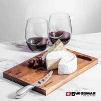 Swissmar® Acacia Board & 2 Bartolo Stemless Wine