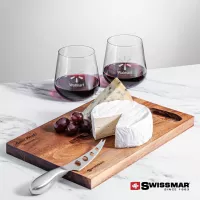 Swissmar® Acacia Board & 2 Howden Stemless Wine