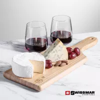 Swissmar® Bamboo Board & 2 Dunhill Stemless Wine