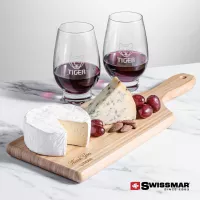 Swissmar® Bamboo Board & 2 Glenarden Stemless Wine