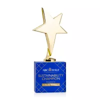 Tuscany Gold Star VividPrint™ Award on Woodlawn Base - Blue