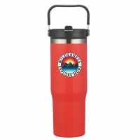 30 oz Double Wall Tumbler with Carrier, Stainless Steel Outer, Plastic Inner