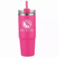 30 oz Double Wall Tumbler with Handle and Straw