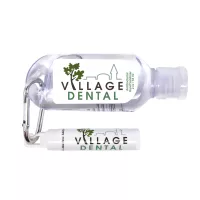 2 oz Tottle Antibacterial Hand Sanitizer With Carabiner + Clip Balm
