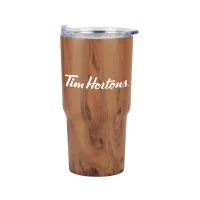 Contoured 20 oz Wood Tone Stainless Steel Tumbler