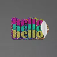 3" x 2" Vinyl Die Cut Glitter Sticker with pull tab 6mil