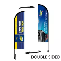 Bow Flag 9' Height Carbon Fiber Kit (Pole Set, Metal Ground Stake & Carry Bag/Double Sided Print)