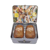 Retro Lunchbox + Double 10 Oz. Stemless Wood Tone Wine Glass In Vacuum Insert