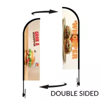 Bow Flag 15' Height Carbon Fiber Kit (Pole Set, Metal Ground Stake & Carry Bag/Double Sided Print)