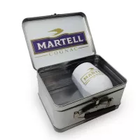 Retro Lunchbox + Single 12 Oz. Rubberized Finish Stemless Wine Glass In Vacuum Insert
