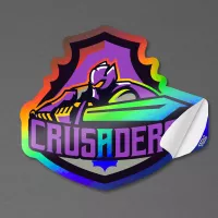 5" x 4" Vinyl Die Cut Holographic Sticker with pull tab 6mil