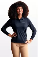 Vansport Omega Women's Solid Long Sleeve Mesh Tech Polo Shirt