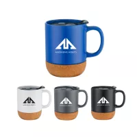 12 Oz. Cork Base Ceramic Mug w/Lid