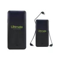 Charge All 10,000 MAH Power Bank W/ Integrated Charging Cables AC Plug