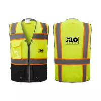 Deluxe ANSI Class 2 Safety Vest w/Reflective Piping & Black Bottom