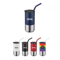 16 Oz. Double Wall Tumbler w/Straw