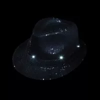Light-Up Black Sequin Fedora