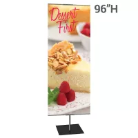 Classic Banner Stand Medium 24 in. x 96 in. Black with Square Base, Double-Sided Graphic Package