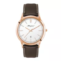 Wc4218 43mm Steel Rose Gold Case, 3 Hand Mvmt, White Dial, Dte Display, Leather Strap, Flat Mineral