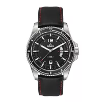 Wc5256 42.5mm Steel Silver Case, 3 Hand Mvmt, Black Dial, Dte Display, Bk Rotating Bezel, Leather St