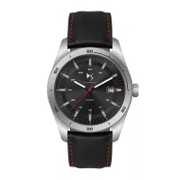 Wc6606 42mm Steel Matte Silver Case, 3 Hand Mvmt, Black Dial, Dte Display, Leather Strap, Flat Miner