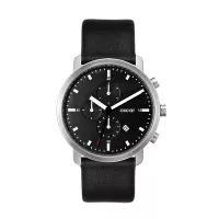 Wc8318 44mm Steel Matte Silver Case, Chronograph Mvmt, Black Dial, Dte Display, Leather Strap, Flat