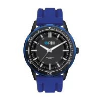 Wc9266 43.5mm Metal Black Case, 3 Hand Mvmt, Black Dial, Blue Ring, Silicone Strap, Flat Mineral Cry