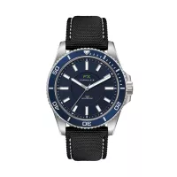 42.5mm, Ss, Silver Case, Bl Bezel, 3-Hand "Solar" Mvt