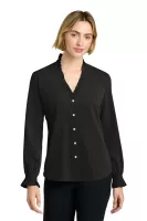 Brooks Brothers Women's Long Sleeve Ruffle Collar Blouse