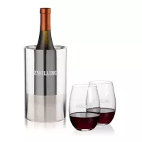 Catania Wine Cooler & Laurent Stemless Wine Set