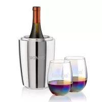 Pescara Wine Cooler & Miami Stemless Wine Set