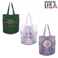 10x14x3 Full-Color Poly Canvas Tote Bag with 3" Gusset