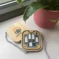 Bamboo Square Charging Cable / Accessory Kit